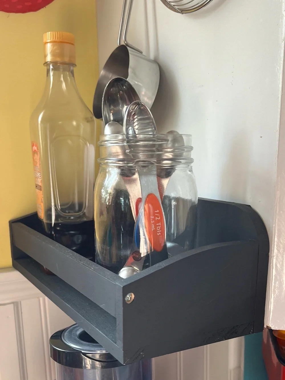 Magnetic Wooden Shelf  with Red Star Accent